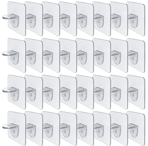 32 Stück Transparent Regalträger,Regalbodenträger Für Schrankregale,Regalhalter Selbstklebend,Einlegeboden Halter Für Regalbretter,Regalhalterung Für Garderobenregale, Schrankbretter, Vitrinen