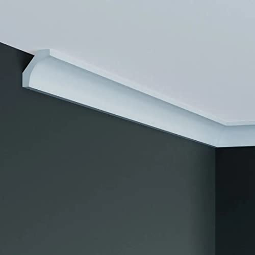 PROVISTON | Deckenleiste | 69 x 61 x 2000 mm | Polyurethan | Weiß | Hochwertig | Stuckleiste | Modern | Robust | Langlebig | Stoßfest | 20 Meter