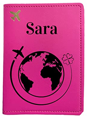 Mr. Gadgets Porta pasaporte personalizado con nombre - Haz que tu viaje en pocos clics sea único, fucsia, Talla única, Contemporáneo