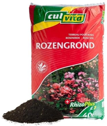 Culvita - Rosenerde 40 Liter - Blumenerde für Rosen geeignet - inklusive RhizoPlus Wurzelverbesserer