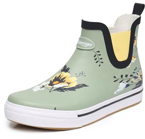 RAINANGEL Rain Boots for Women and Men,Unisex Ankle Rain Shoes Anti-Slipping Rainboots with Comfortable Lightweight Garden Rubber Rain Boot and Outdoor Work Shoes,Waterproof Fishing Deck Boots