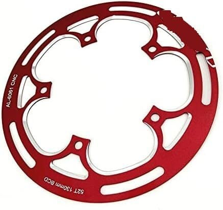 BUNGAA Kettenblatt,Fahrrad-Kettenblatt, Kettenrad Kettenschutzplatte 130BCD 48/50/52T Single Speed ​​Kettenblatt Kettenradabdeckung (Farbe: Rot) (Color : Rood)