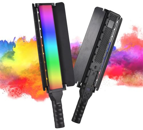 Andoer 20W RGB Handheld Photography Light, Portable LED Video Light with LCD Screen Display 3000K-6000K Dimmable with Remote Control & Barndoors for Youtube Tiktouk Vlogging