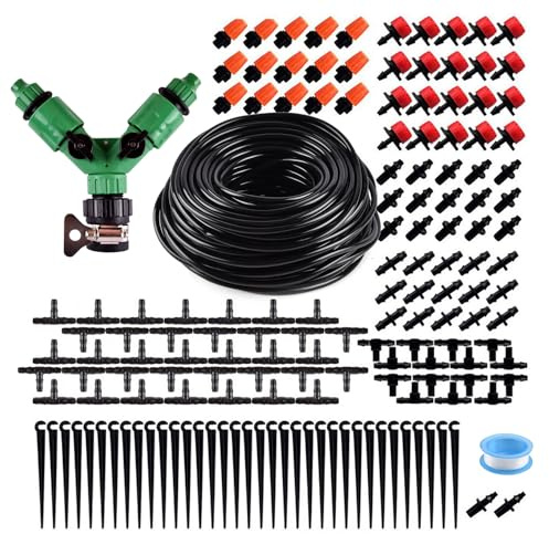 Irrigation System Kit, 131FT/40m Garden Drip Irrigation Kit,DIY Automatic Watering System for Garden, Greenhouse,Flower Beds, Lawn (158PCS)