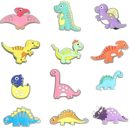 FYSL 12 Stück Schuh Charms, Dinosaurier Schuhanstecker, Leuchtend im Dunkeln, Cartoon-Schuhdekorationen, Schuh Anstecker Dekoration, Schuh-Charm für Kinder, Mädchen und Jungen