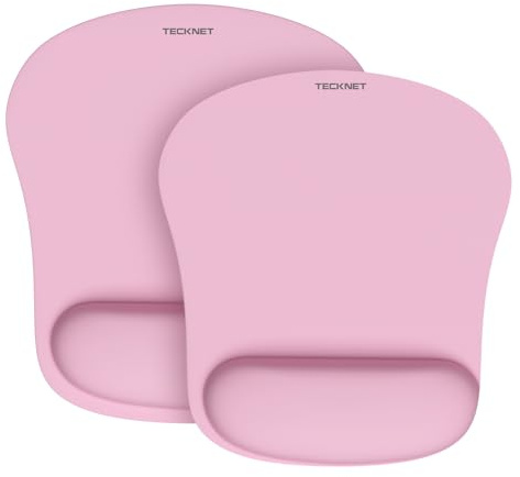 TECKNET Mauspad mit Gelkissen, Memory Foam Mousepad Ergonomisches Wasserdicht Komfort Mausmatte mit Handgelenkpolster Handauflage für Alle Maus Offfice Heim Computer Laptop, Pink, 2 Pack