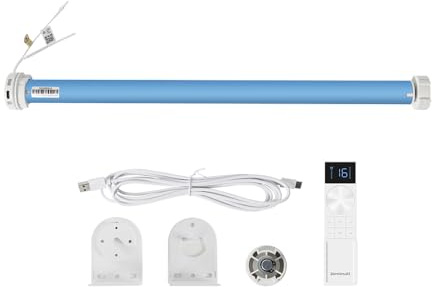 Matter Thread Smart Roller Shade Rechargeable Battery Powered Motor, Smart Bind Roller Shades Working with 38mm Tube, Compatible with Apple, Google Assistant (Motor with 16 channel remote)