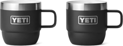 YETI Rambler Espresso Mug, Vacuum Insulated Stainless Steel Stackable Mug, Black, 2 Pack 6 oz (177 ml)