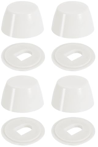sourcing map 4Pcs Toilet Bolt Caps, 20mm/0.79 Plastic Push-On Toilet Seat Floor Bolts Caps, Universal Floor Bolts Caps with Washers, White