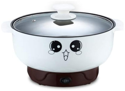 KhUkhu Poêle Électrique Multifonction 4 en 1 Antiadhésive en Acier Inoxydable pour Nouilles, Cuiseur À Riz, Œufs Cuits À La Vapeur, Marmite À Soupe,Without Steamer,2.3L 20CM
