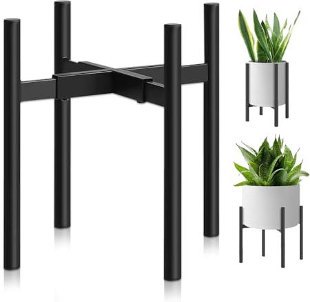 WDKXCN Metal Plant Stand, Adjustable Black Plant Pot Stand Fit for Width 21-35CM, Plant Holders for Home Garden Indoor Outdoor Decoration