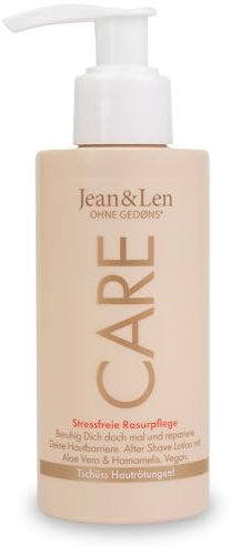 Jean & Len After Shave Lotion Aloe Vera & Süßmandelöl, mildert rasurbedingte Hautirritationen, beruhigt gereizte Haut, After Care nach der Rasur, ohne Parabene & Silikone, 145 ml