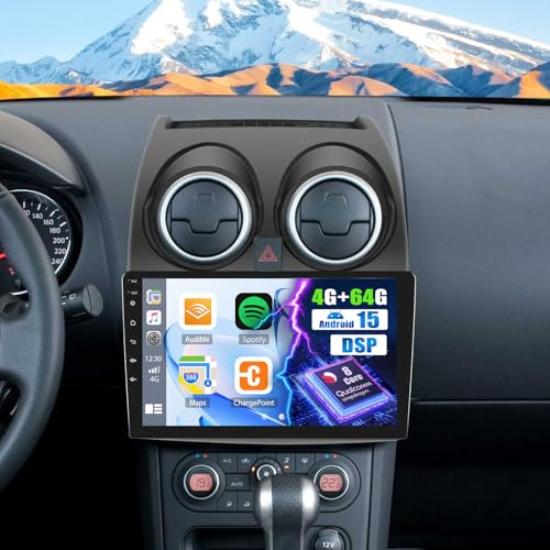 OiLiehu 4+64G 8 Kern Qualcomm Snapdragon Android 15 CarPlay Android Auto Radio für Nissan Qashqai J10 2006-2013 Autoradio Mit Bildschirm 9 mit Bluetooth GPS FM RDS WiFi SWC DSP/EQ Rückfahrkamera