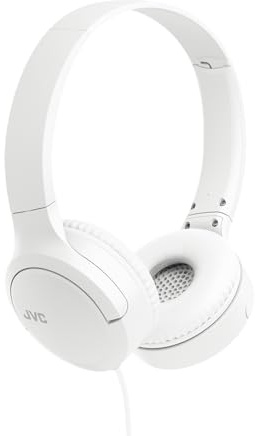 JVC HA-S33UC-W – Cuffie on-ear USB-C pieghevoli con padiglioni morbidi, slide switch, telecomando 3 tasti, chiamate nitide e cavo anti-groviglio; ideali per lavoro – Bianco