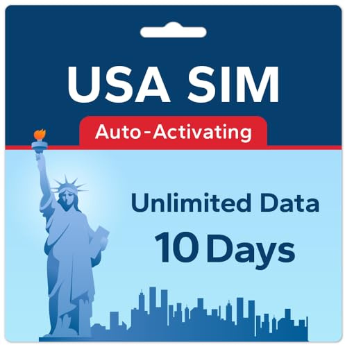 TSIM USA SIM-Karte 10 Tage | Unbegrenzte Daten | Hohe Abdeckung Multi-Operator-5G-Netzwerk | Automatische Aktivierung | Nachfüllbarer Plan | Hotspot erlaubt | Nur Daten
