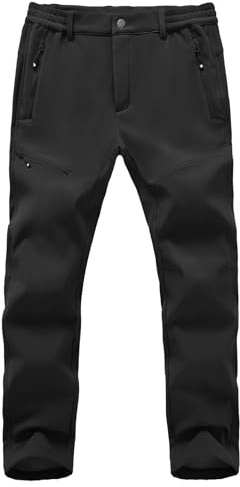 Rdruko Men's Snow Ski Pants Waterproof Fleece Lined Insulated Hiking Winter Softshell Camping Travel Pant,Black,32