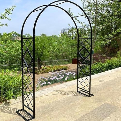 Outdoor Wedding Arch, 140-340cm Metal Garden Arbor, Wrought Iron Floral Arch with Bases for Decorations, Perfect for Garden Parties and Events