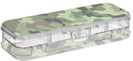 BCFHRGT Estuche de plástico transparente con diseño de camuflaje de doble cubierta, estuche de almacenamiento para suministros de papelería con tapa hermética