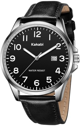 Kakabi Watch for Men, Fashion Minimalist Wrist Watch Waterproof Quartz Analog Date with Leather Strap