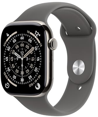 Apple Watch Series 11 GPS + Cellular 46mm Smartwatch with Natural Titanium Case with Stone Grey Sport Band M/L. Sleep Score, Fitness Tracker, Health Monitoring, Always-On Display, Water Resistant