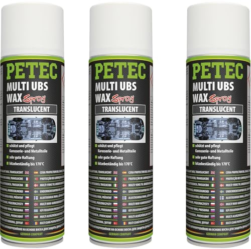 PETEC 3x 73450 Unterbodenschutz (500 ml) | 3x 73450, 500 Ml, Multi Ubs Wax Spray, translucent