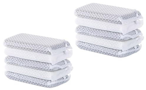 ibasenice 10pcs Reusable Kitchen Sponge Pads Gray White Multi-Functional Cleaning Scouring Sponges for Household Dishwashing and Surface Scrubbing