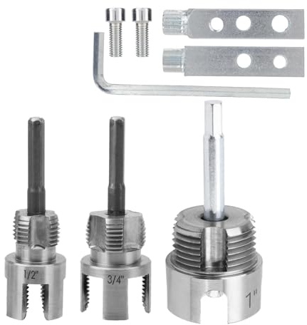 Outil Filetage Tuyaux et Kit d'Extracteurs Boulons Cassés, Outil de Filetage Interne et Externe Intégré pour Tubes PVC/Plastique de 1/2, 3/4 1 Compatible avec Perceuses Électriques