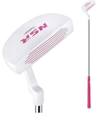 Putters - Palo de golf para niños con línea de alineación para niños de 3 a 12 años, barra de empuje de agarre suave con control mejorado (blanco, edad 9-12)