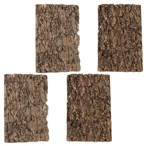 SHINEOFI 4pcs Natural Tree Bark Reptile Decor 30x20cm Climbing Background for Lizard Terrarium Vivarium Habitat Accessories