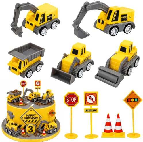 Kuchen Deko Baustelle Set,10 Stück Bagger Cake Topper,Bagger Kuchendeko | Tortendeko Bagger,Baustelle Tortendeko,Bagger Kindergeburtstag Deko,Baufahrzeuge für Geburtstag Junge Mädchen 2 3 4 5 Jahre