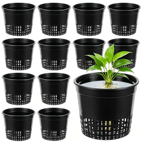 Lazheng 12PCS Macetas de Malla para Plantas Hidropónicas Cesta para Planta de Cultivo Acuático Macetas de Plástico para Hidroponía Cesta de Malla para Plantas Acuáticas Material para Hidroponía13x10cm
