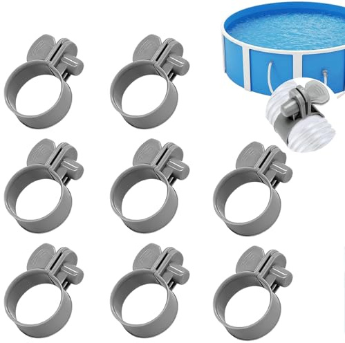 Lot de 8 Collier de serrage réglable pour piscine, 32mm Colliers de serrage réglables, Collier de serrage pour tuyau de piscine, Pour Maison, Cour, Terrasse, Extérieur, Jardin, Industrie