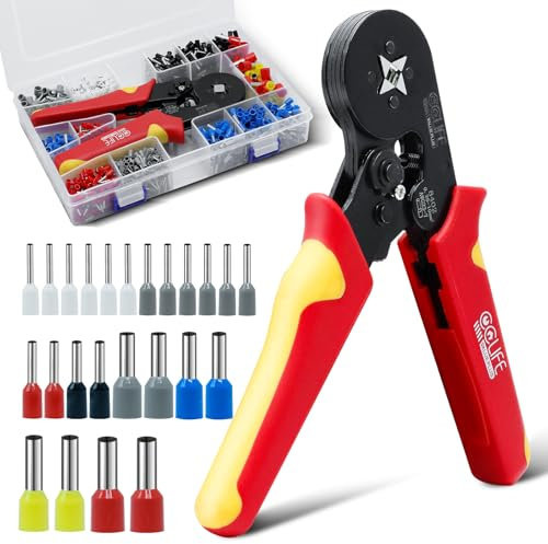 CCLIFE Pinza Crimpatrice Kit Crimpatrice, attrezzo di crimpatura, 1200 pezzi utilizzato per 0, 25-10 mm²(AWG 23-7) estremità del cavo Manicotti