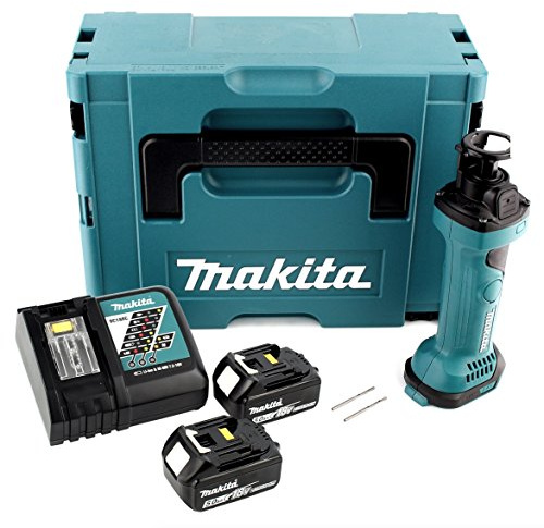 Makita DCO 180 RTJ - Cortador giratorio con batería (18 V, 2 baterías de 5,0 Ah, cargador y Makpac)