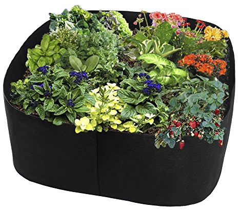 Warooma tessuto aiuola rettangolo contenitore di coltivazione traspirante borsa durevole fiore ortaggi Planter sollevato letto 0,6 m (L) X2FT (W) (nero)