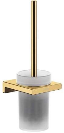 hansgrohe AddStoris - Toilettenbürste mit Halter, Toilettenbüstenhalter für Wandmontage, WC-Bürste mit Halter, verdeckte Befestigung, Badezimmer Zubehör, Polished Gold Optic, 41752990