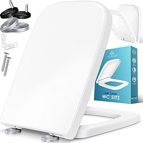 KESSER® Siège de toilette avec frein de chute Abattant de toilette Fonction Quick-Release et Soft-Close - Couvercle de toilette antibactérien en plastique thermodurci Siège de toilette, E-form