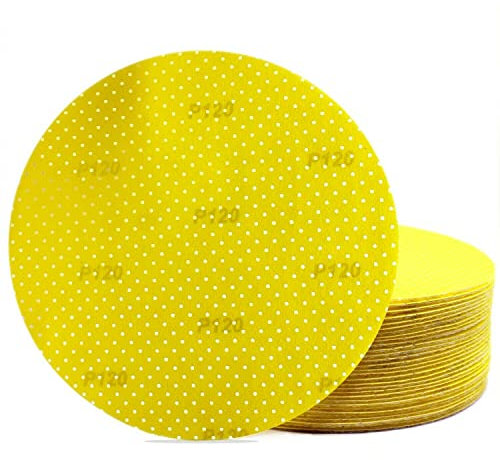 25 Stück Schleifscheiben 225 mm GELB Körnung 60 selbsthaftend Schleifblätter Schleifpapier Schleifpads für Trockenbauschleifer, Langhalsschleifer, Giraffenschleifer, Wandschleifer, Deckenschleifer