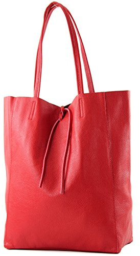 modamoda de T163 Damen Leder Shopper Schultertasche, handmade in Italy