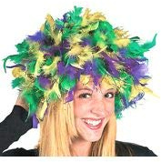 Mardi Gras Feather Hat/Wig/ Boa Hat with Tinsel