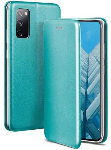 ONEFLOW Business Case für Samsung Galaxy S20 FE/FE 5G Handyhülle klappbar mit Standfunktion, Klapphülle Flipcase Cover Dünn, PU Leder Hülle mit Kartenfach, 360 Grad Schutzhülle, Mint Blau