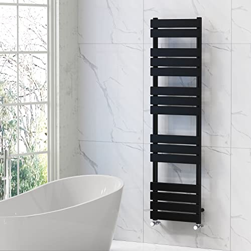 NRG Bathroom Flat Panel Heated Towel Rail Radiator 1600×450mm Black | Central Heating Warmer Ladder, Modern Radiator, Wall Mounted, Radiator Towel Rack, Steel, for Bathroom
