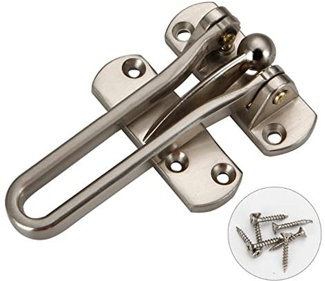Front Door Swing Bar Door Restrictors, Zinc Alloy Security Chain Restrictors Door Guard Window Lock Latch for Hotel Office Doors and Windows-Sliver 1PCS