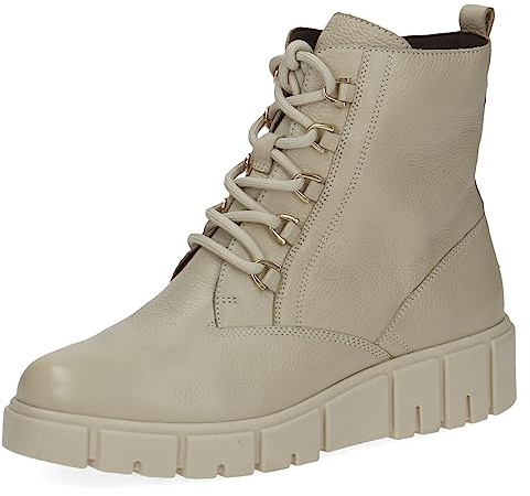 CAPRICE Damen Stiefeletten zum Schnüren Airmotion aus Leder mit Reißverschluss Weite G, Beige (Ecru Nappa), 40 EU
