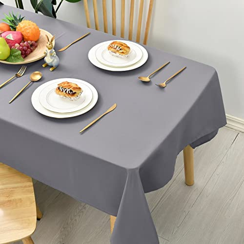 Hiasan Tischdecke Outdoor Wetterfest Abwaschbar Wasserdicht, Grau 130x220cm | Tischdecken aus Polyester, Tischtuch wasserabweisend mit Lotuseffekt, Kratzfest für Esszimmer Restaurant Party Balkon Garten