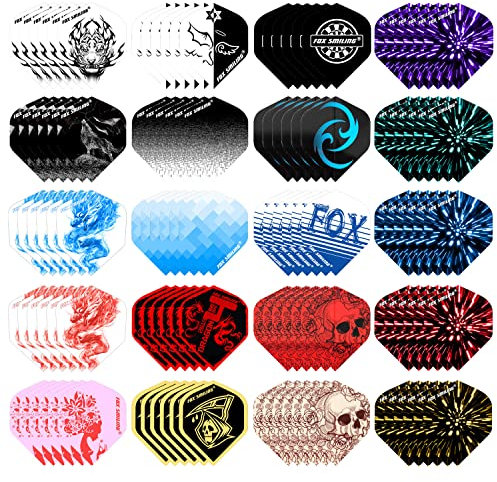 FOX SMILING Dart Flight Set 120 Stück Profi Dartflight Klassisch PET Dart Flyer Zubehör 20 Verschiedene Typen Dartpfeile Flights Dartflys