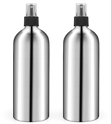 DMuuuDM 2-Pack 16oz /500ml Aluminum Fine Mist Spray Bottles,Empty Metal Atomizer Bottles with Press Pump&Lids,Perfume Spray Bottles Cosmetic Storage Container Travel Bottles
