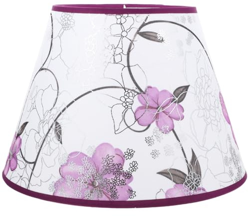 Holibanna Vintage Lamp Shade Fabric Bell Shape Lampshade Floral Lamp Shade Replacement Chandelier s Table Light Cover Farmhouse (Purple)