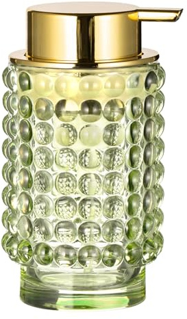 LEICURACE Glass Foaming Hand Soap Dispenser for Bathroom Decor with Pump（Foam Type/Green）