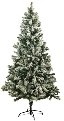 Árbol de Navidad Artificial Verde nevado Blanco Blooming - Árbol para decoración navideña con Soporte metálico